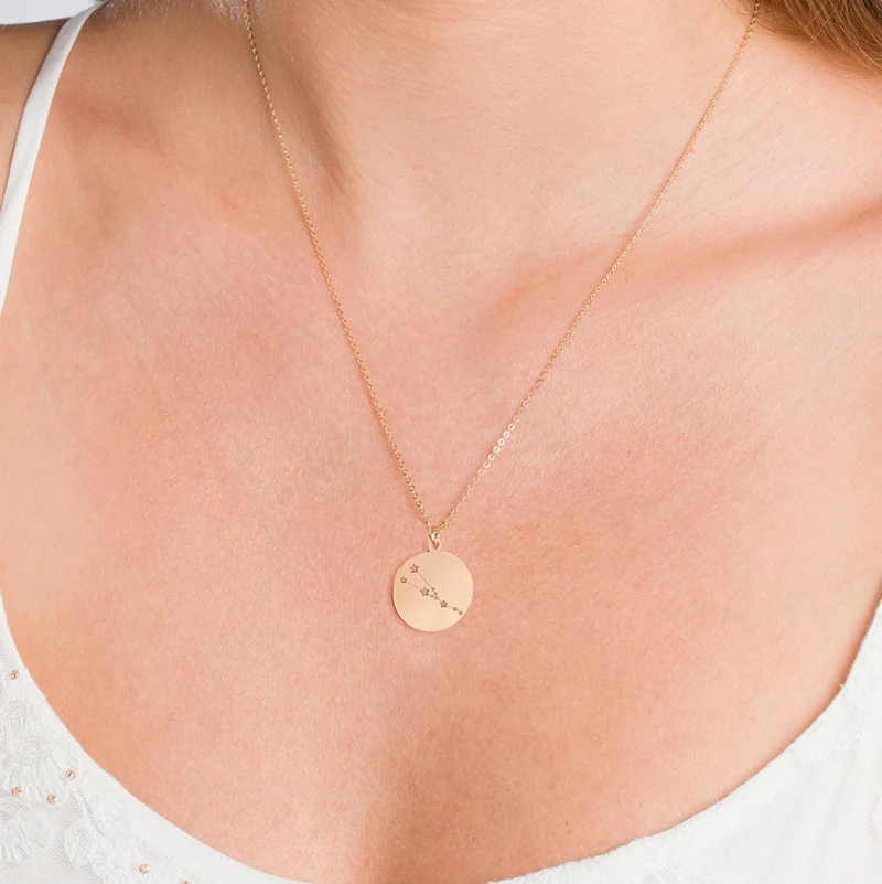 New Arrivals Womens Necklace Custom Dainty Delicate Silver Horoscope Zodiac Sign Necklace Celestial Jewelry Birthday Gift