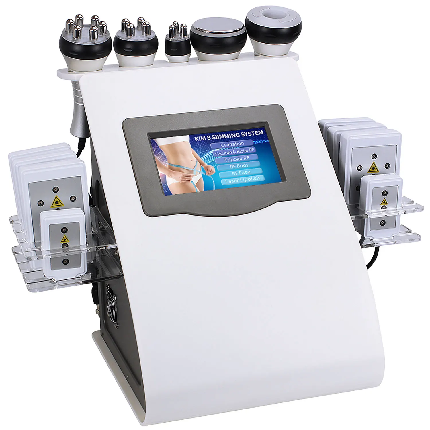 
2021 New Arrival 6 In 1 40K Ultrasonic Cavitation Vacuum Radio Frequency Laser 8 Pads Lipo Laser Slimming Machine for Home Use 