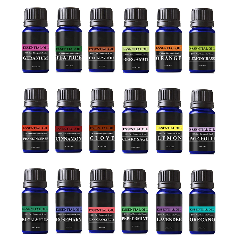 Gift Set of 6 and 12 or 8 100% Pure Aromatherapy Essential Oils Set with 10ML Lavender,Peppermint,Eucalyptus