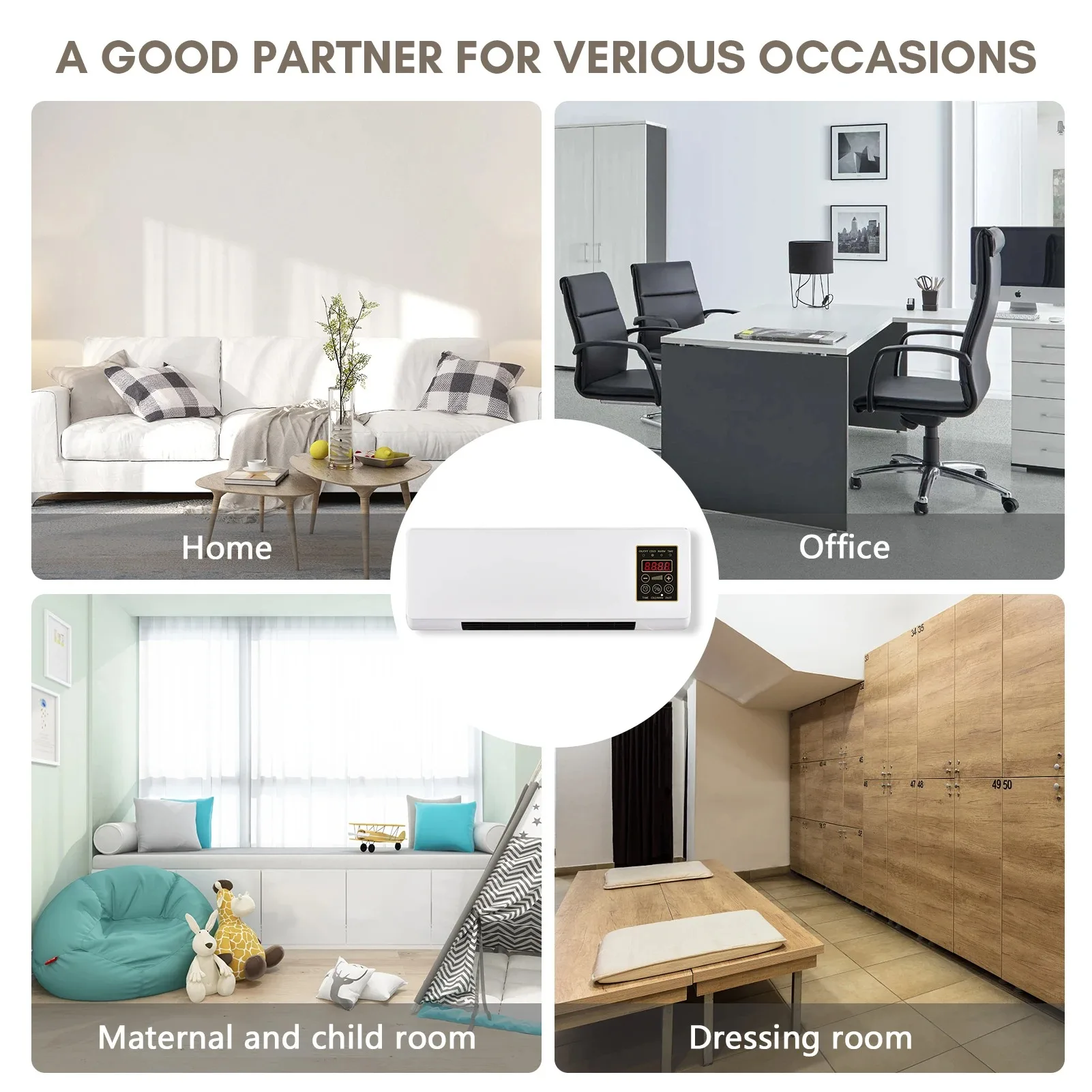 2024 Wall Mounted Heater Air Conditioner Electric Space Heater Dual Use Wide Angles Mobile Small Air Conditioner Remote Control