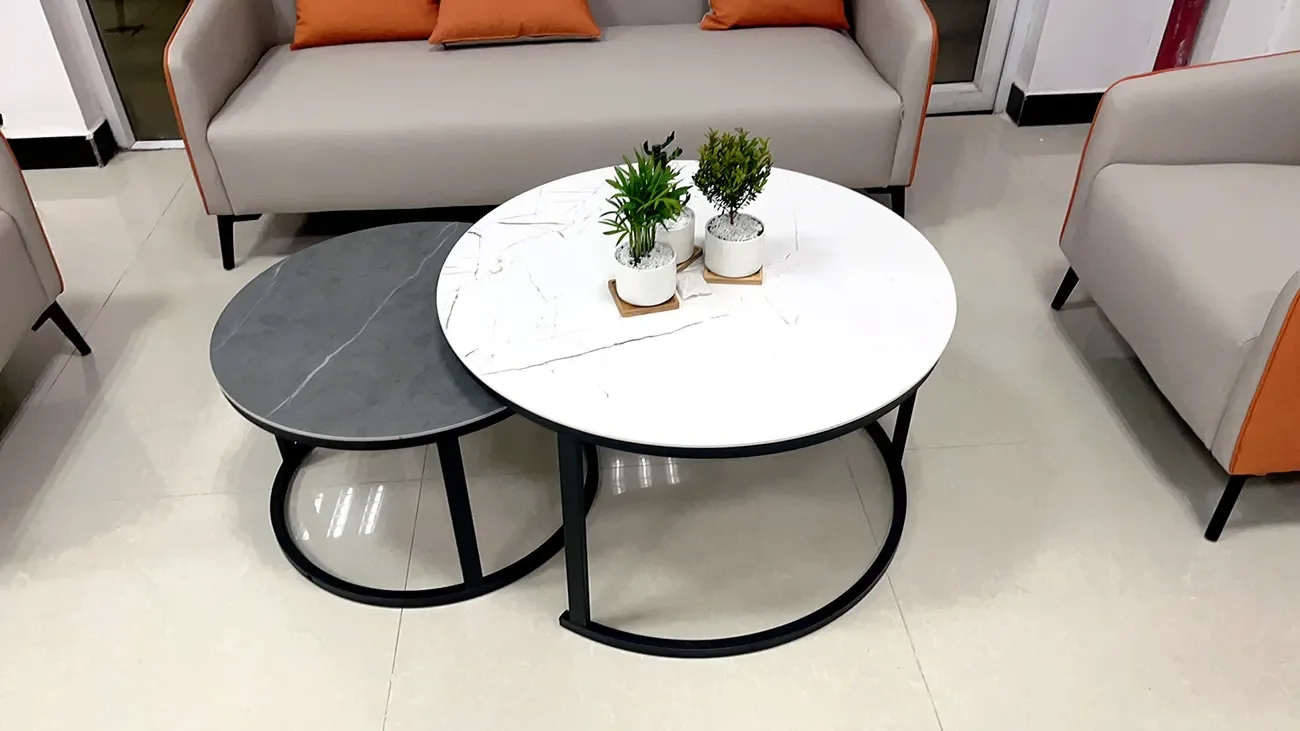 Round Modern Nordic Decorative Furniture Tea Nesting Metal Glass Marble Sofa Living Room Coffee Side Table Set