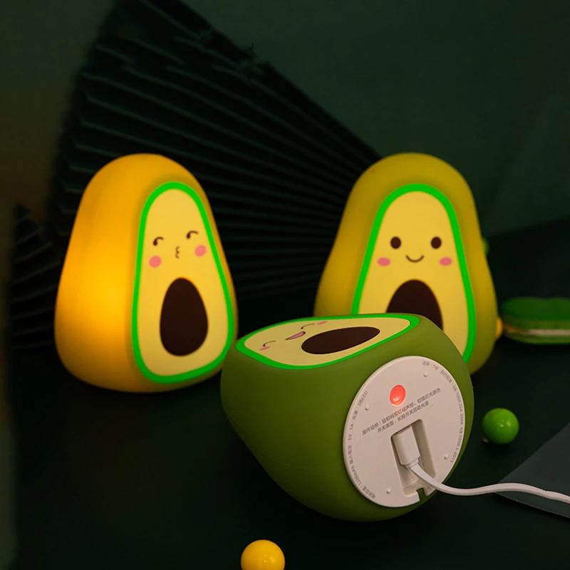 Cute cartoon avocado silicone clap sleep night light household USB charging creative touch atmosphere led night light