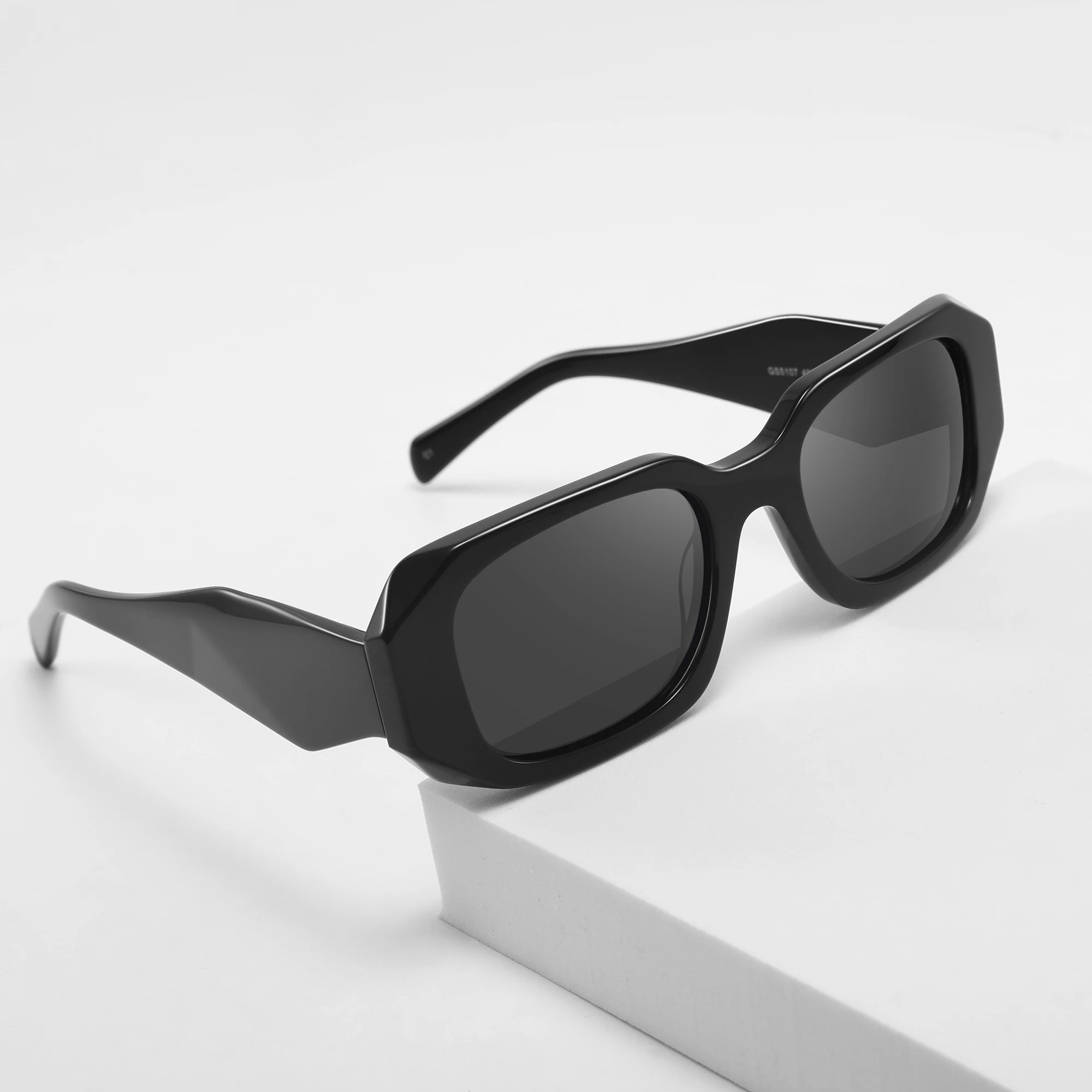 Black Famous Brand Sun glasses Square Fashion Large Frame Polarized Acetate Sunglasses 2024