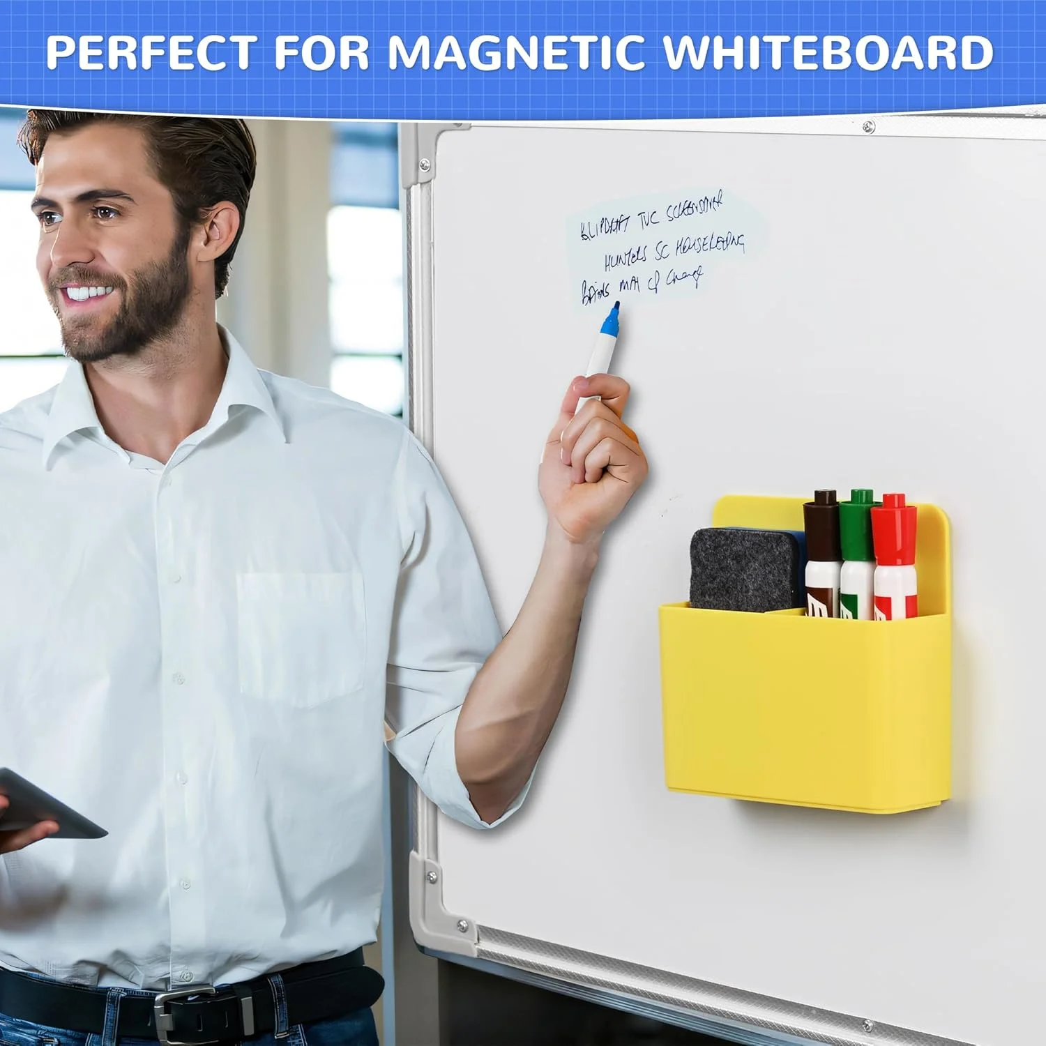 Magnetic Pen Holder for Whiteboards Convenient Writing Tool that Sticks Easily and is Not Easily Lost