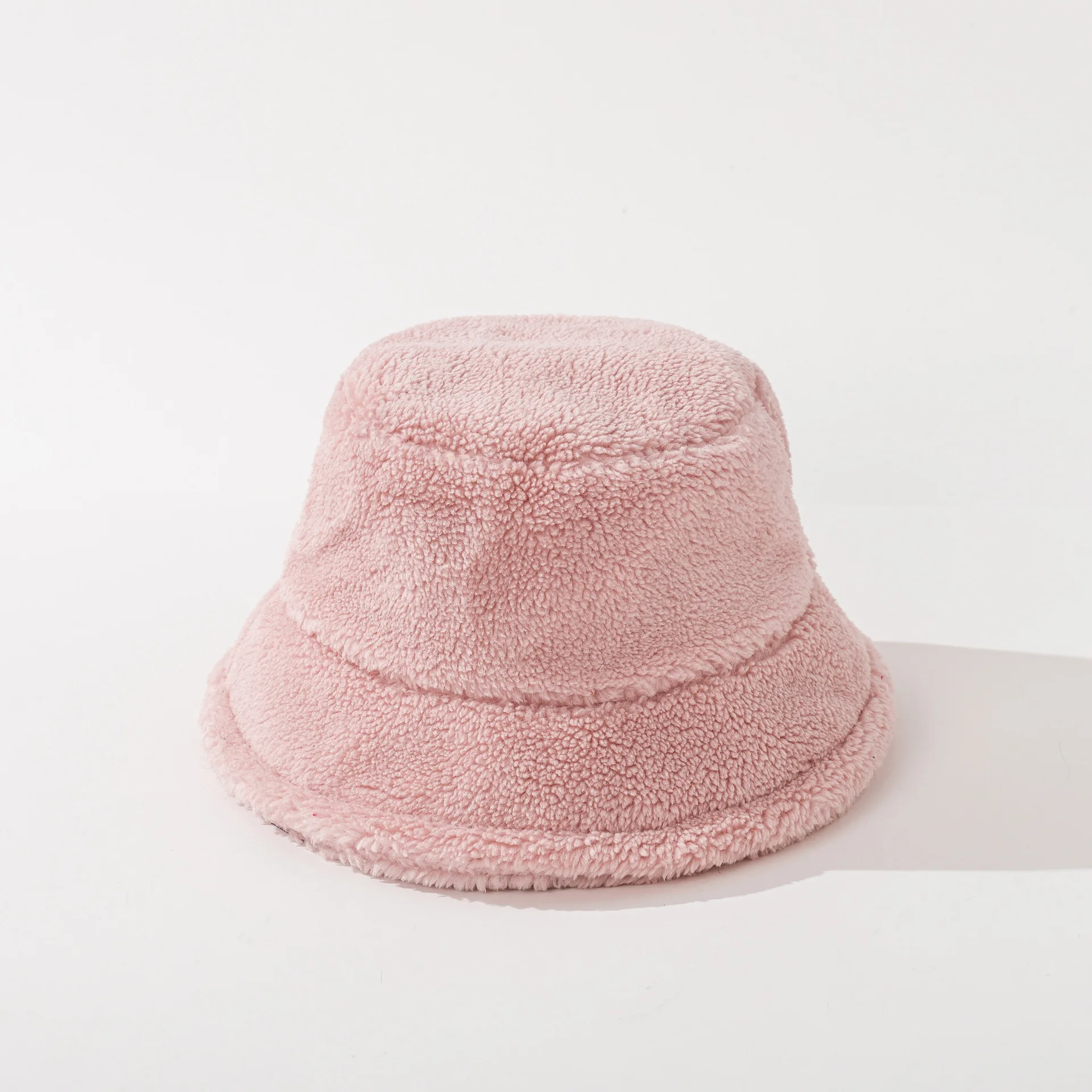 winter fashion headwear warm bucket hats fluffy colorful fuzzy blank sherpa bucket hat