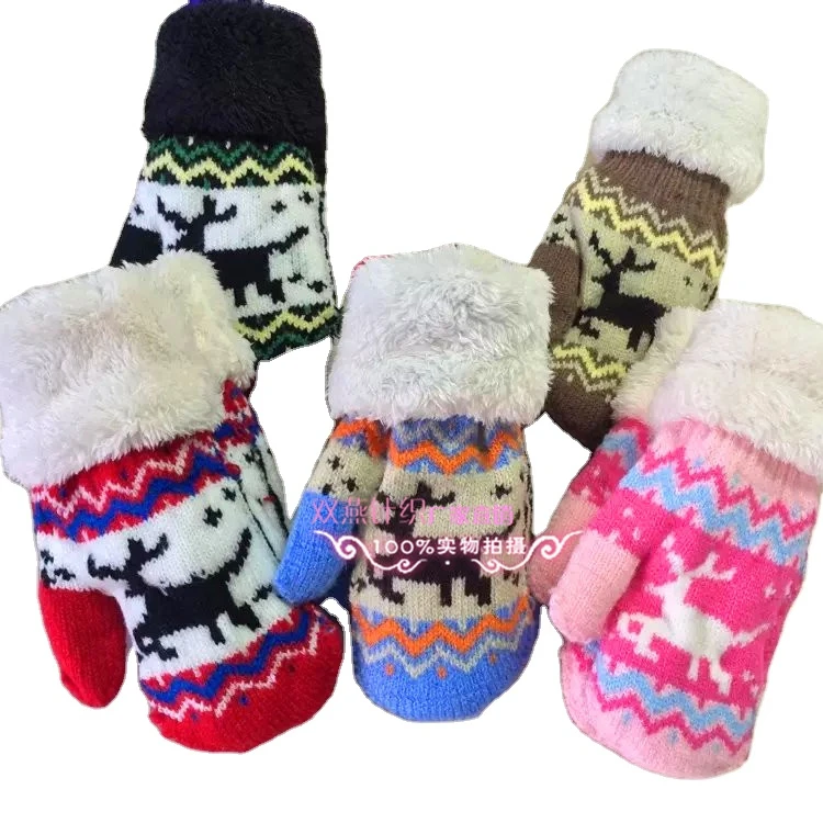 GlovesVelvet Thick Warm Kids Cold Weather Outdoor Knit Mittens Jacquard Mittens For Childrenwinter gloves