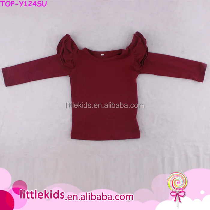 Autumn Baby Girls Long Sleeve T Shirts Three Cotton Layers Flutter Kids Top