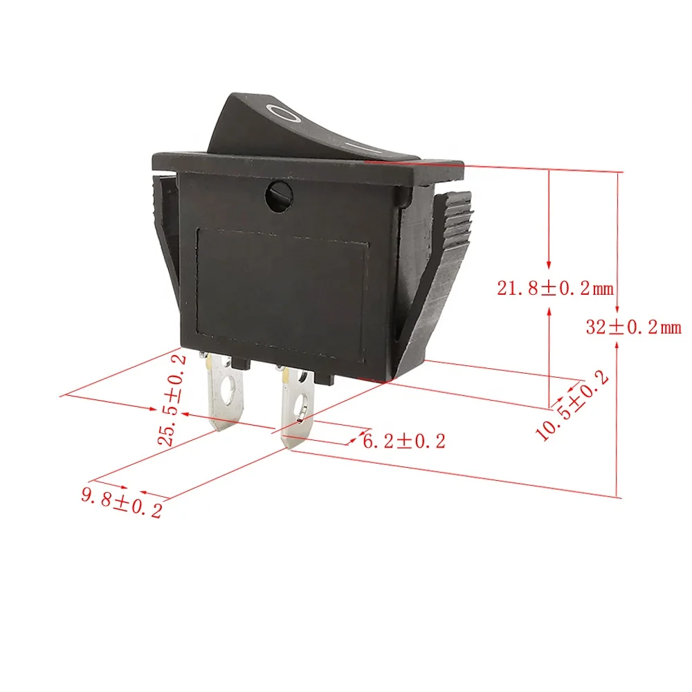 KCD3 Rocker Switch 16A/250V 20A/125V 2 Pin ON-OFF Boat Ship Power Switch Black