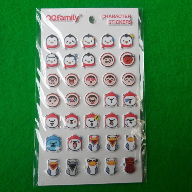 OEM character stickers for kids cute cartoon animals penguin puffy stickers custom