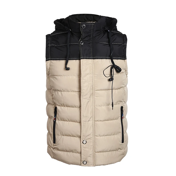 Прямые продажи от таможенного производителя, утолщенный высококачественный теплый мужской жилет без рукавов со съемным капюшоном