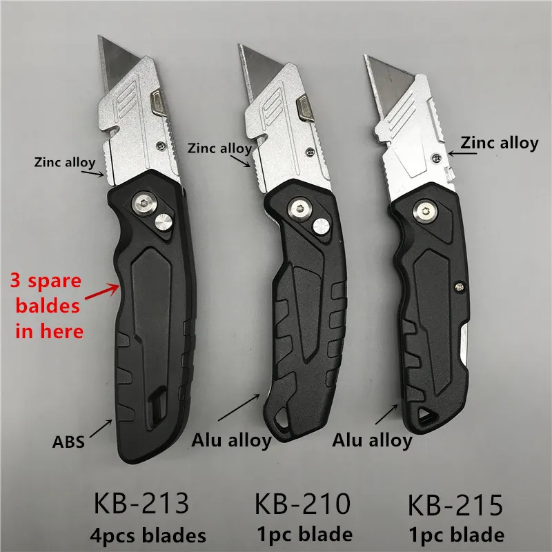 3PCS Replacement Blade plastic handle folding utility cutter knife pocket knife