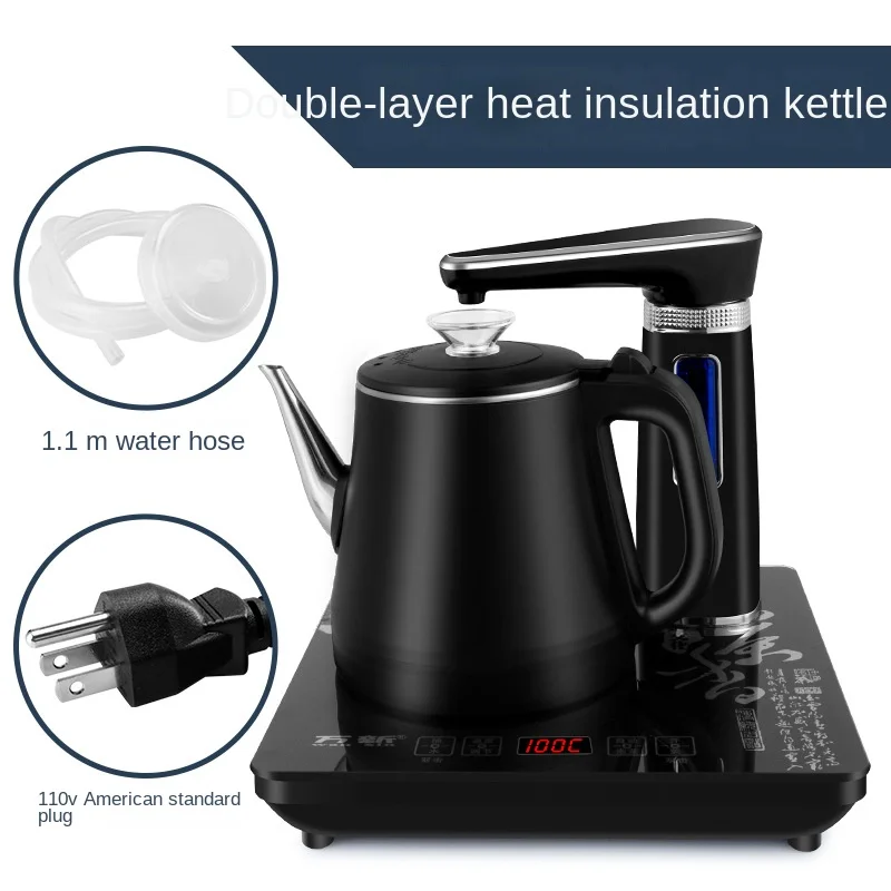 New Arabic custom 1L large capacity double wall vacuum thermos tea coffee pot glass inner plastic hot water kettle with LED lid