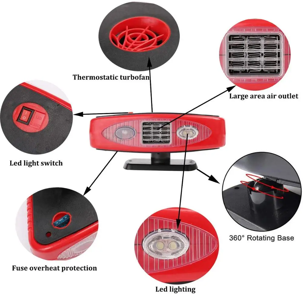 Стекло для защиты от ветра, автомобильный обогреватель портативный автомобильный обогреватель подушка безопасности-12V для грузовых автомобилей, тепла вентилятор охлаждения 150W 3-сетевую розетку в прикуриватель