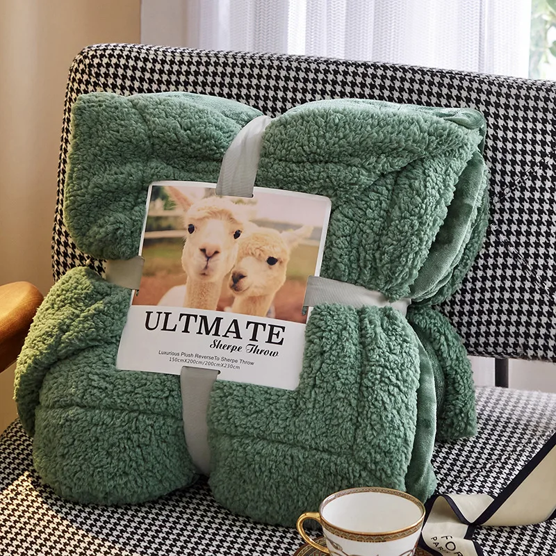 Double-layer Thickened Lamb Velvet Blanket Winter Warm Single Double Flannel Cover Blanket Student Nap Blanket Velvet Quilt