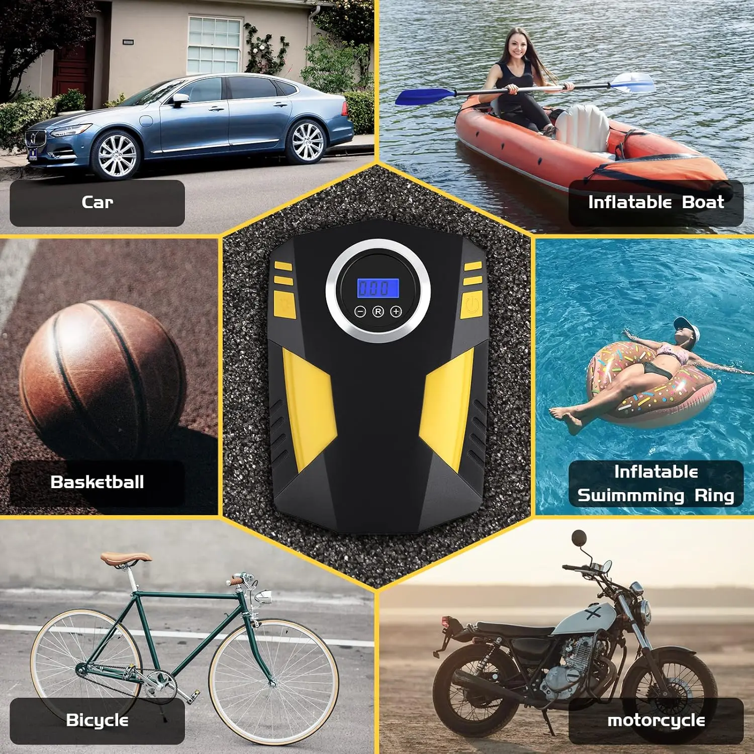 2024 direct sale Portable 12V 80W Car Air Compressor Tire Inflator Smart Digital Display Multifunctional for Car Use