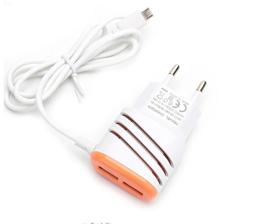 
Universal Travel Adapter Twill V8 Android Micro USB Smartphone Charger with Data Cable USA EU 