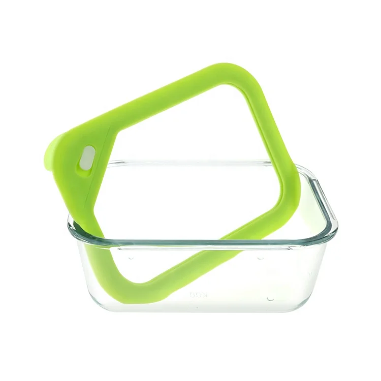 New Arrival High Borosilicate Rectangle Glass Food Storage Container With Glass And Silicone Lid