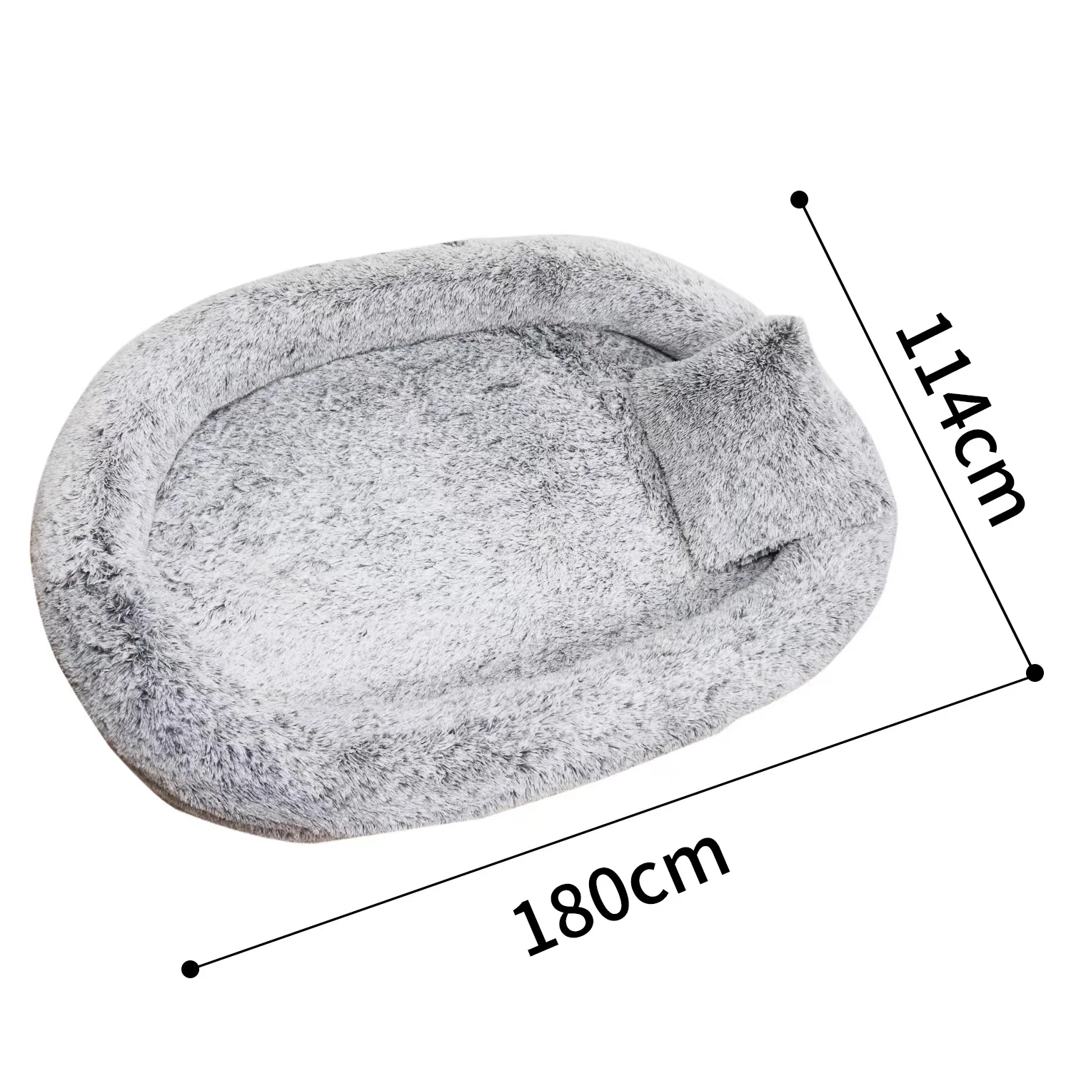 Grey Large Bean Bag Bed with Blankets  Orthopedic Human Dog Bed