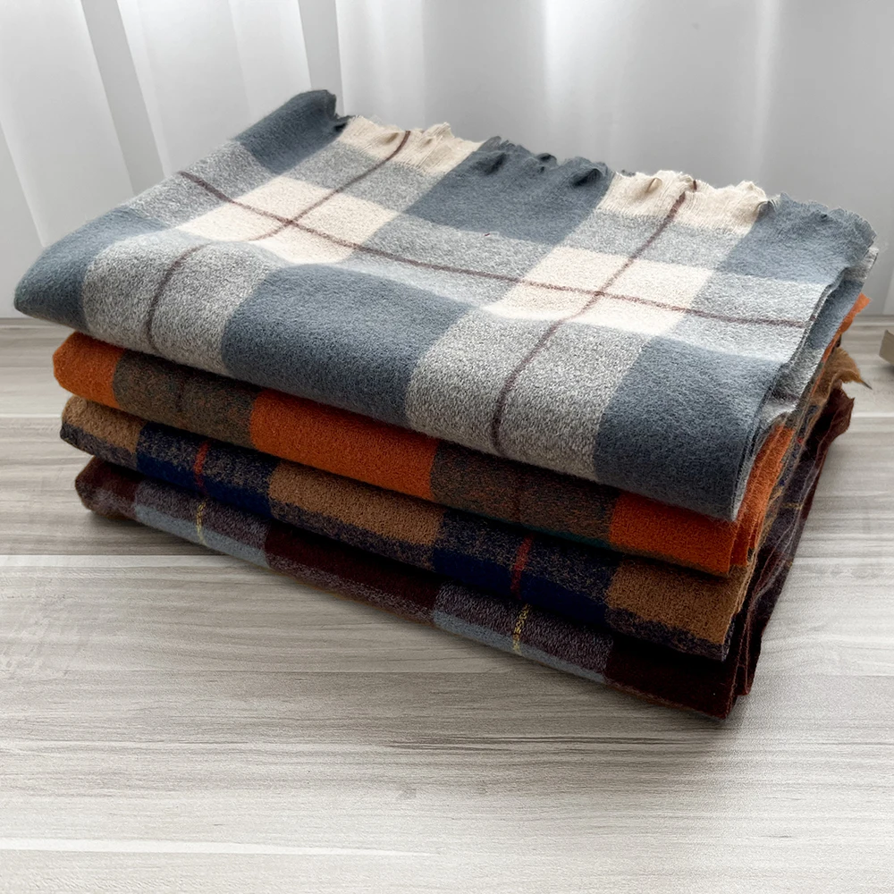 Winter Scarf Plaid Scarf Hijab Women Thicken Warm Shawls Scarves  Pashmina with Tassel Cashmere Ladies