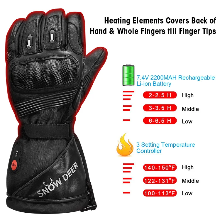 Savior Warmer Touchscreen Waterproof Windproof Warm Rechargeable Anti Slip Ski Heated Motorcycle Gloves