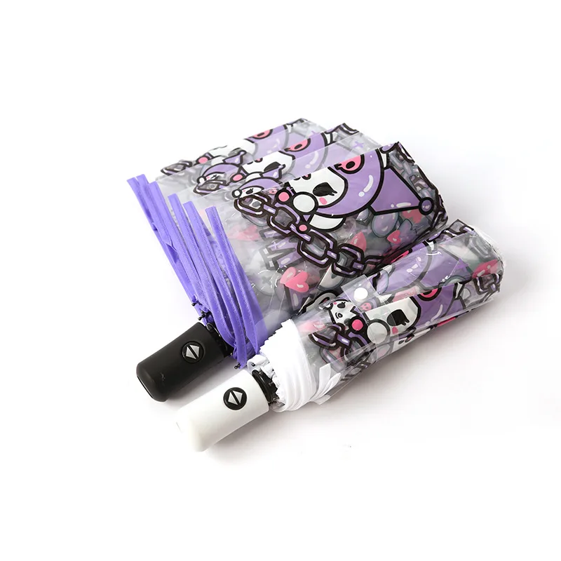 Hot Sale Sanrioed Umbrella Kawaii Hello Kt Kuromi Cartoon Automatic Sunshade Transparent Cute Travel Folding