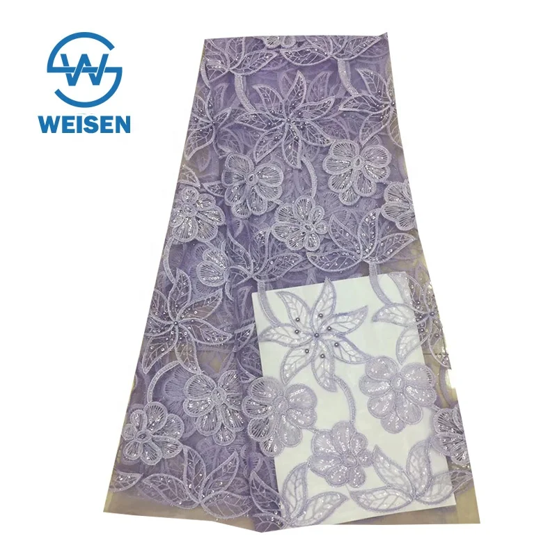 Organza Design Hole Lace African French Beaded Flower 2019 Fancy Embroidery Fabric