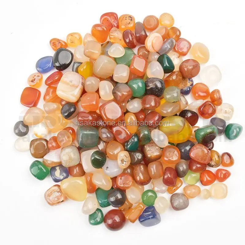 Wholesale natural Multicolor Mixed agate tumbled crystal carnelian heal stone for decorative fish tank aquarium & flower plant