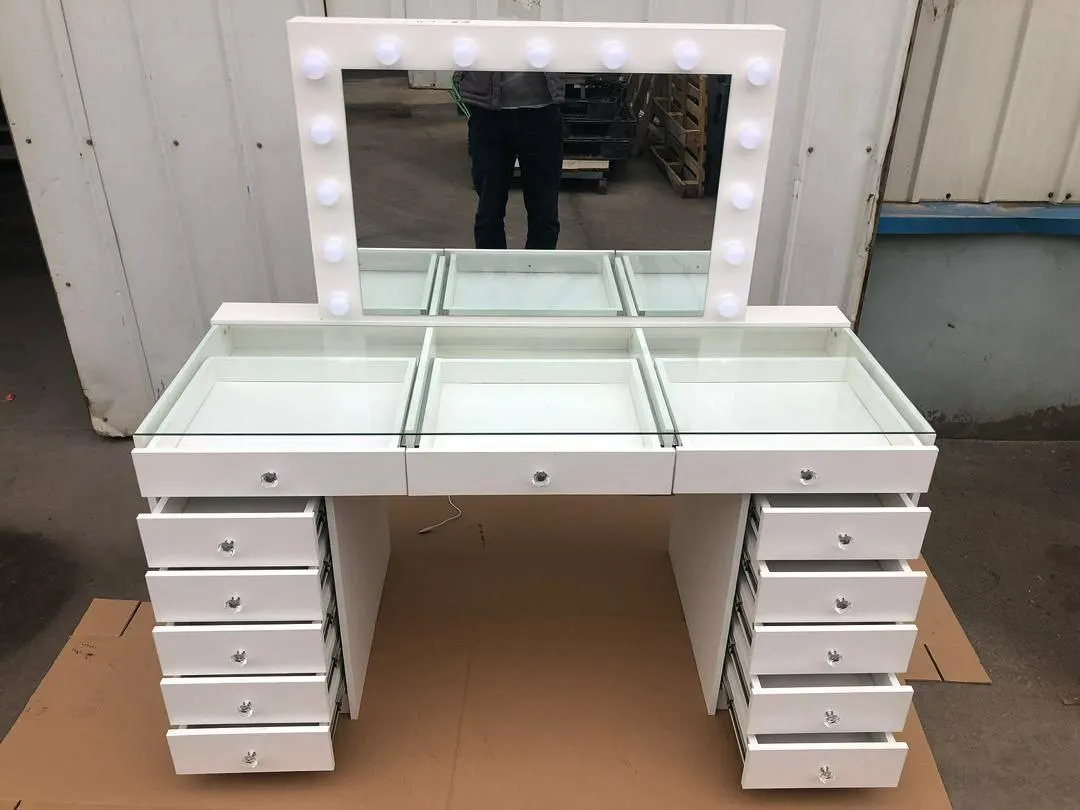 Tri-color Dimmable LED Beauty Mirror  48mm PC DC12V Stick Drill for Bathroom and Bedmirrorresser Bulbs Modern Mirror Light