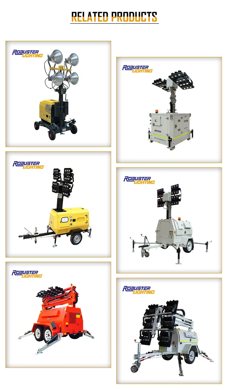 Portable Diesel Generator With Flood Lights Lighting Tower