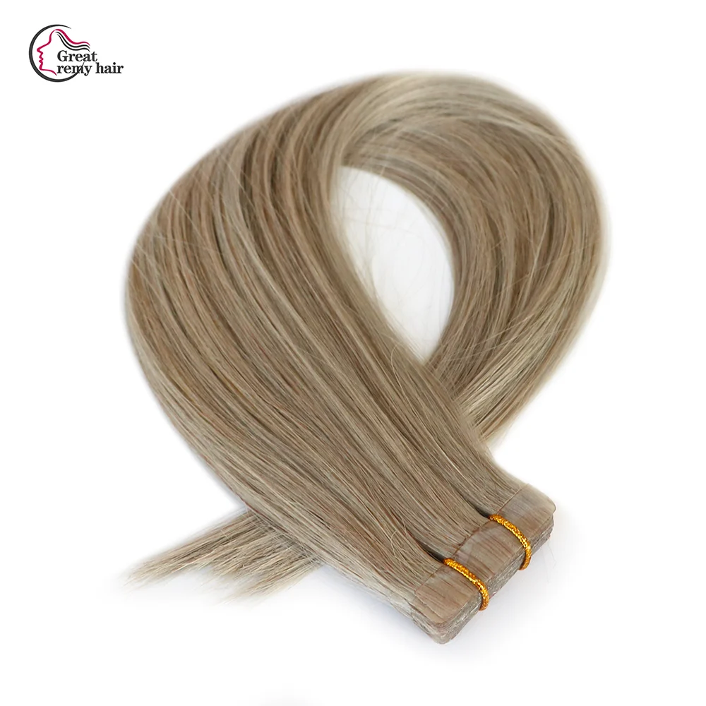 Factory Price Low MOQ 100% Human Remy Hair Curly PU Mini Tape In Hair Extensions