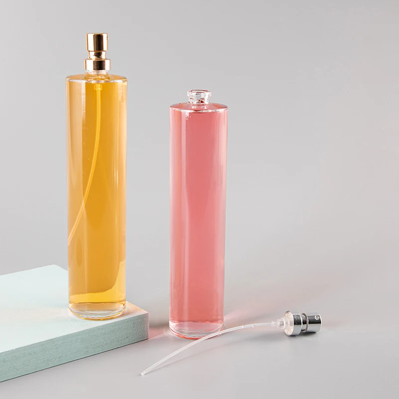 Cosmetic Round 30ml 50ml 100ml Fragrance Glass Perfume Bottle With Spray Pump Cap empty fragrance bottles