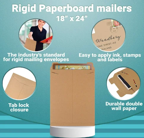 Custom Wholesale Rigid Cardboard Mailer Envelope Paper Envelope Mailers For Photo And Document