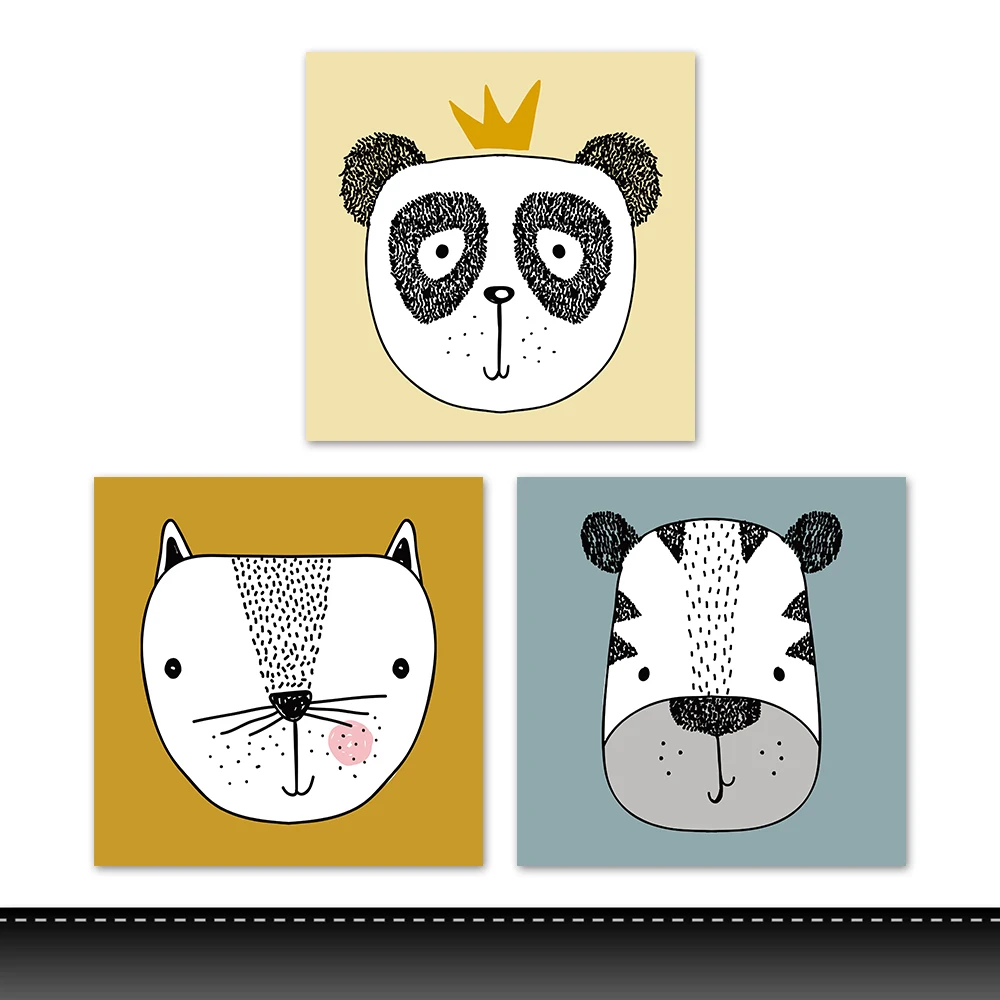 Wholesale Nordic Home Decoration Kids bedroom Canvas Wall Art Cute Animals Poster Print Painting