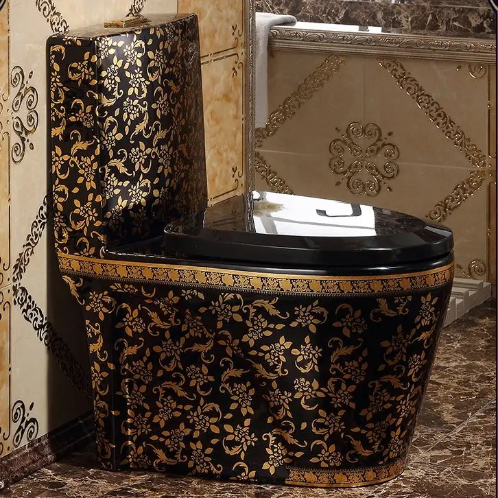 Bathroom sanitary ware one piece gold plated toilet
