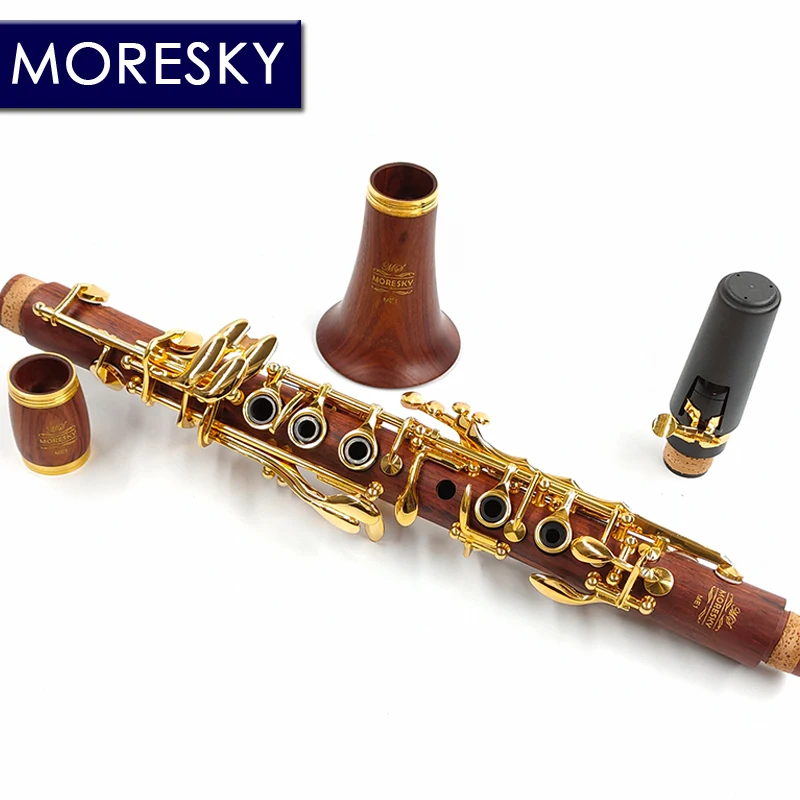 MORESKY Red Wood Clarinet Rosewood Eb Gold-plated 17 Keys Solid Wood Mopane Klarnet ME1