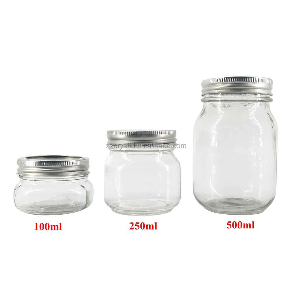 
4oz 8oz 12oz 16oz 32oz width mouth glass jelly jar Hermetic jam mason jar with lids and bands  (62312419625)