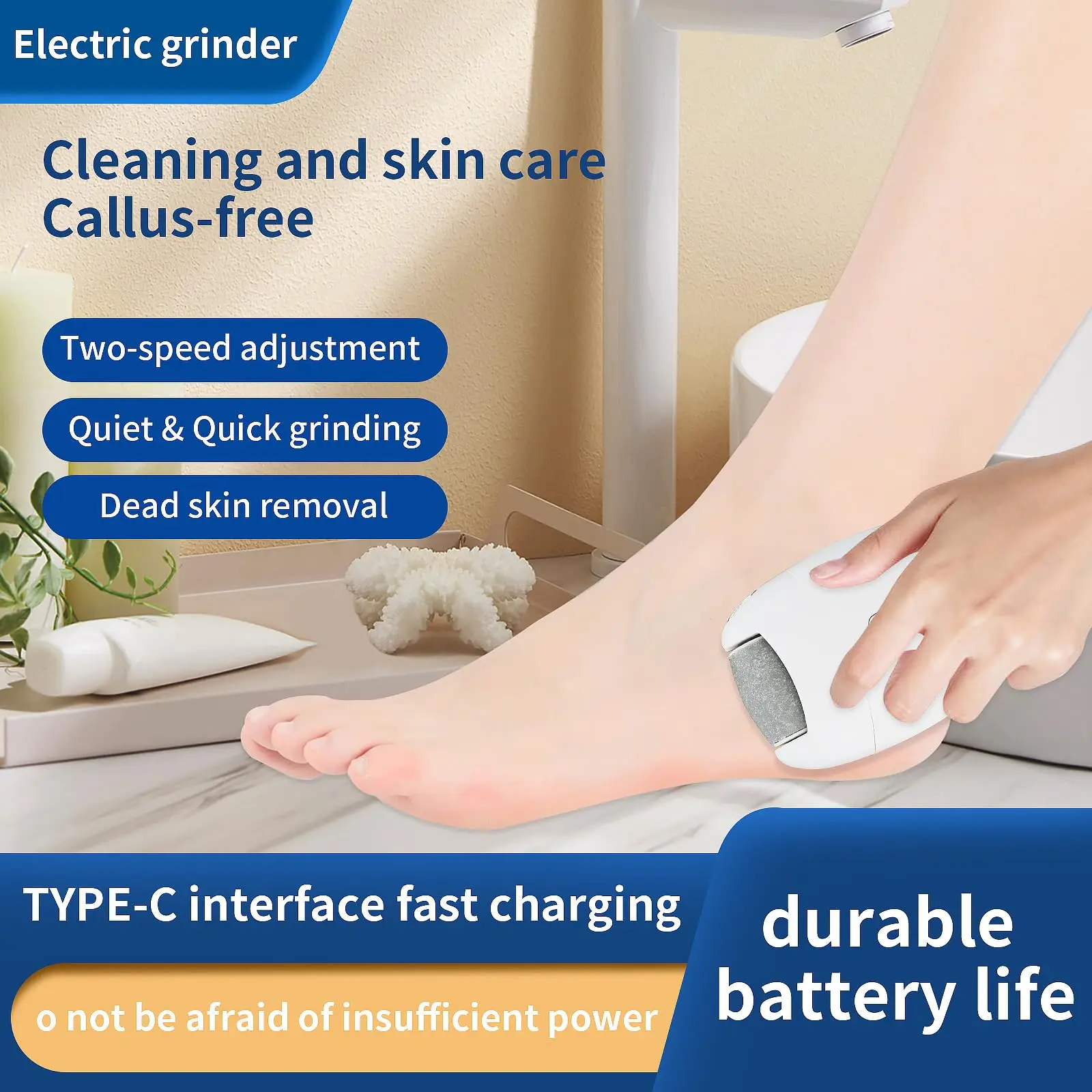 New Electric Foot Grinding Skin Hard Rupture Skin Trimmer Dead Skin Foot Pedicure Rechargeable Foot Care Tool Remover Callus