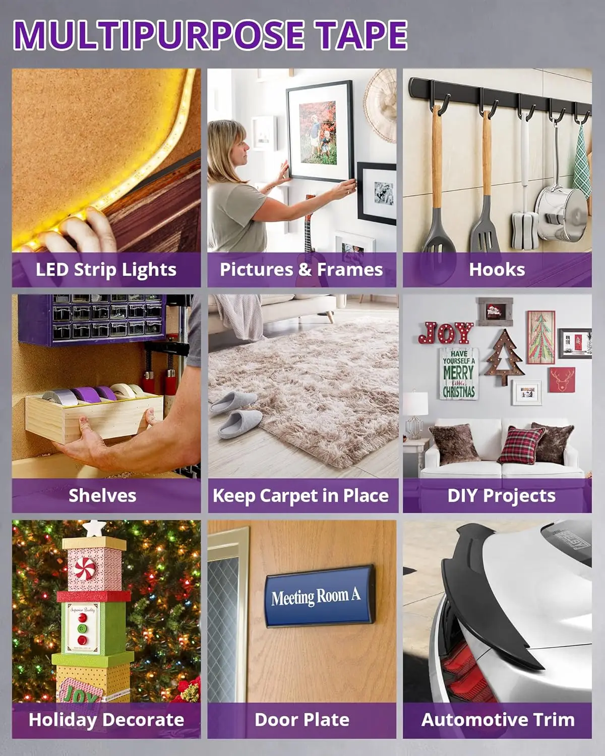 Double sided mounting tape Double Sided Tape Heavy Duty, Clear Removable Mounting Tape, Multipurpose Strong Transparent