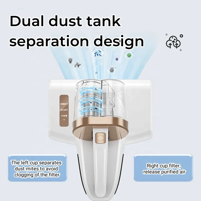 Hot selling bed vacuum cleaner dual dust tank 20000Pa mite killer with UV function dust mite remover