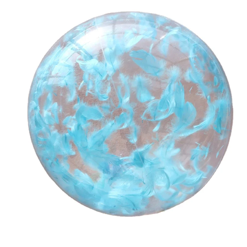 PVC inflatable balloons feathers transparent beach balls sequins photo props swimming pool play water polo toy balls