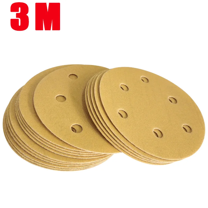 3M 5Inch 6 hole abrasive paper fiber disc yellow round  sandpaper zirconia sanding disc for polishing disc