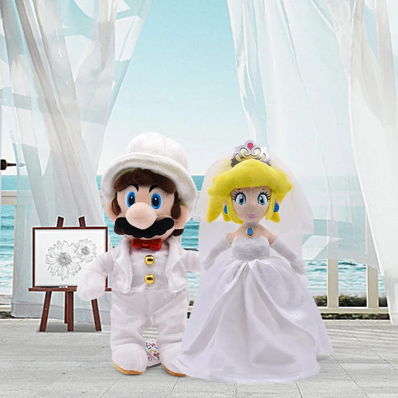 Super Mario Dress Wedding Dress Peach Princess Romantic Wedding Decoration Super Mario Plush Doll Plush Toys