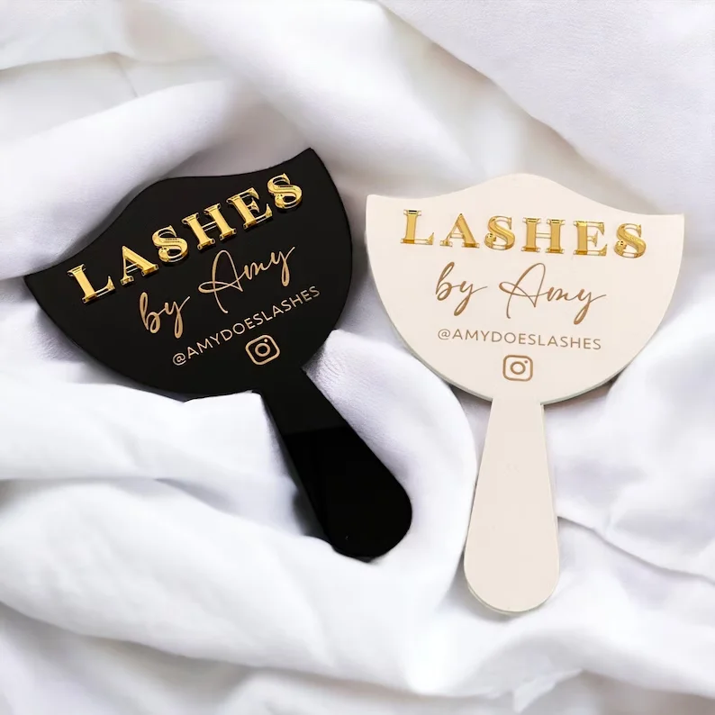 Hand Mirror Logo Custom Hand Mirror with Handle Eyelash Acrylic Butterfly Hand Mirror