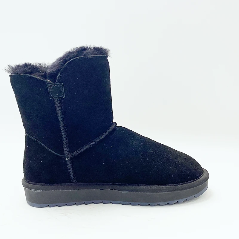 Hot Selling Round Toe Street High Top Board Boots Black Leather Casual Women Ankle Winter Boots
