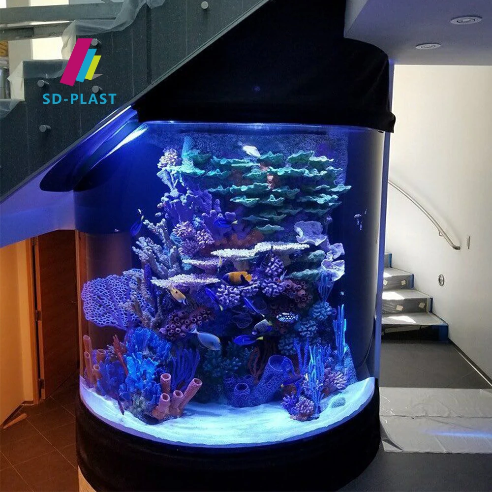 Ultra clear acrylic custom high transparency pmma cast glass large aquarium fish tank big acrylic cylinder aquarium