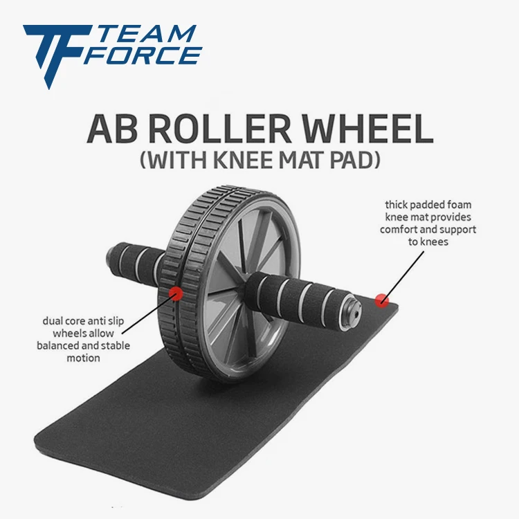 Abdominal Workout Exercise Strength Core Fitness Dual Ab Wheel Roller With Knee Mat