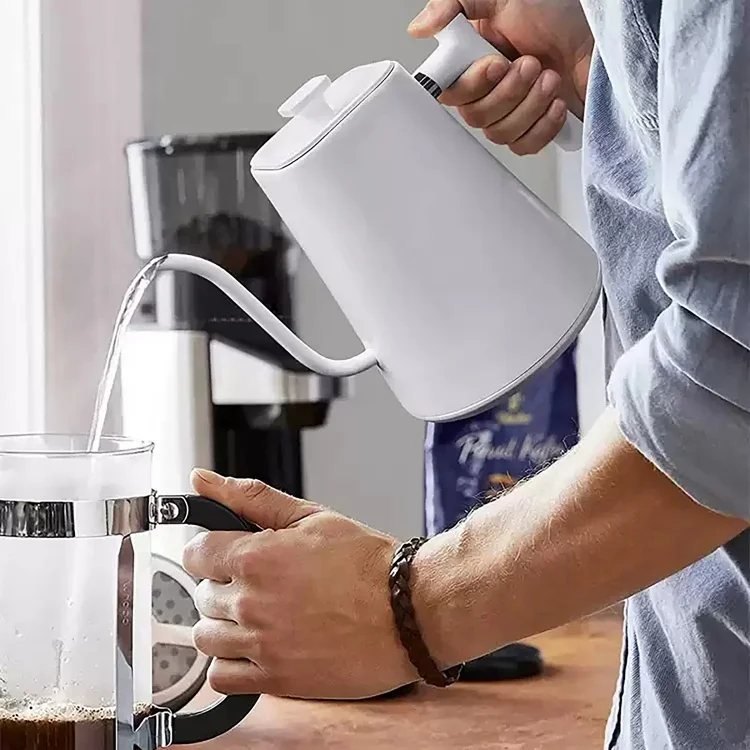Kingze Custom Logo Luxury Tea Kettle Coffee Thermos 1000ml Pour Over Coffee Maker Smart Electric Goose Neck Coffee Kettle