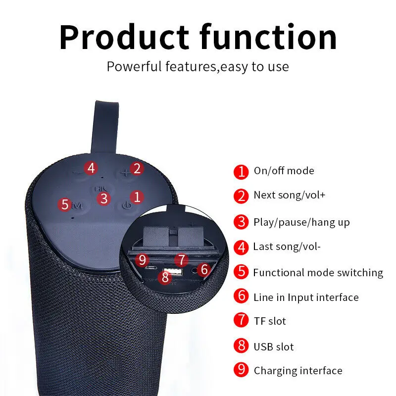 Portable Subwoofer Wireless speaker Outdoor Loudspeaker Speaker with FM Radio MP3 Bass Sound Box