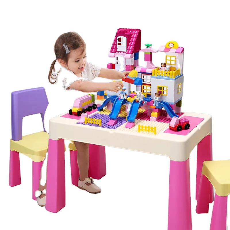 Hot Selling Cheap Custom Kids Block Building Table And Chair Set