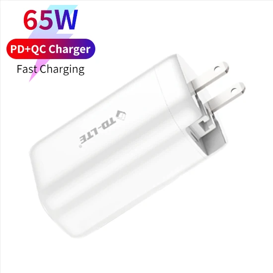 Amazon hot selling 65W 3 Port GaN Wall Charger 2 USB-C Ports 65W pd 1 USB-A Port charger for iphone 12 13 pro max for macbook